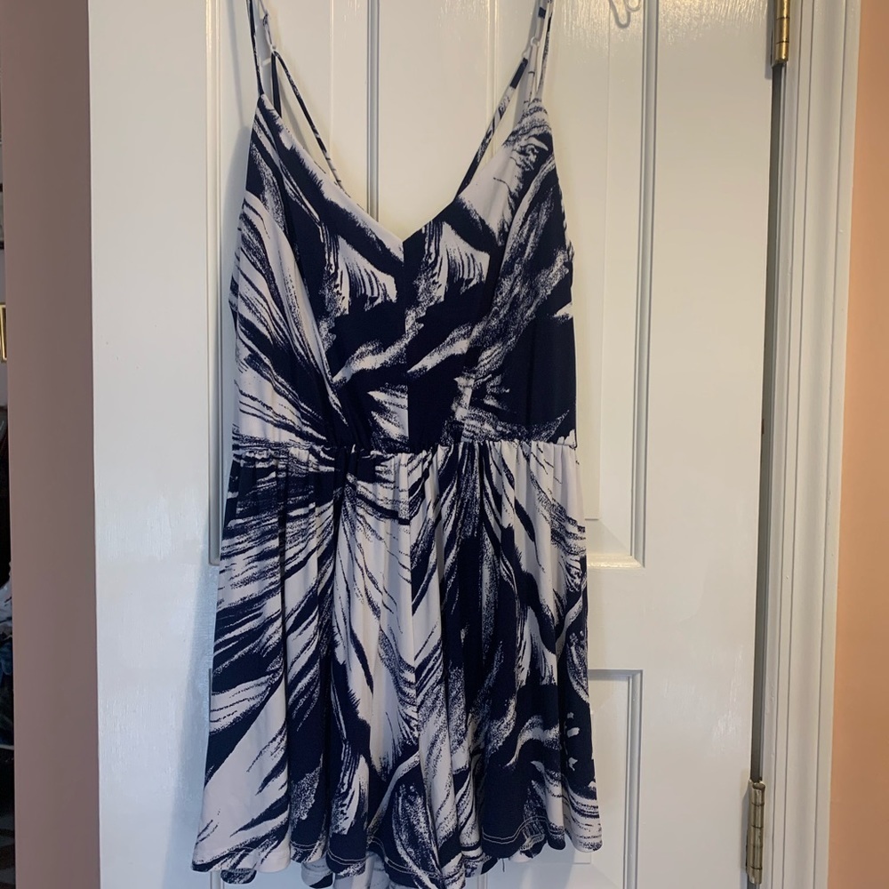 NWOT! Blue and white Beach coverup Romper